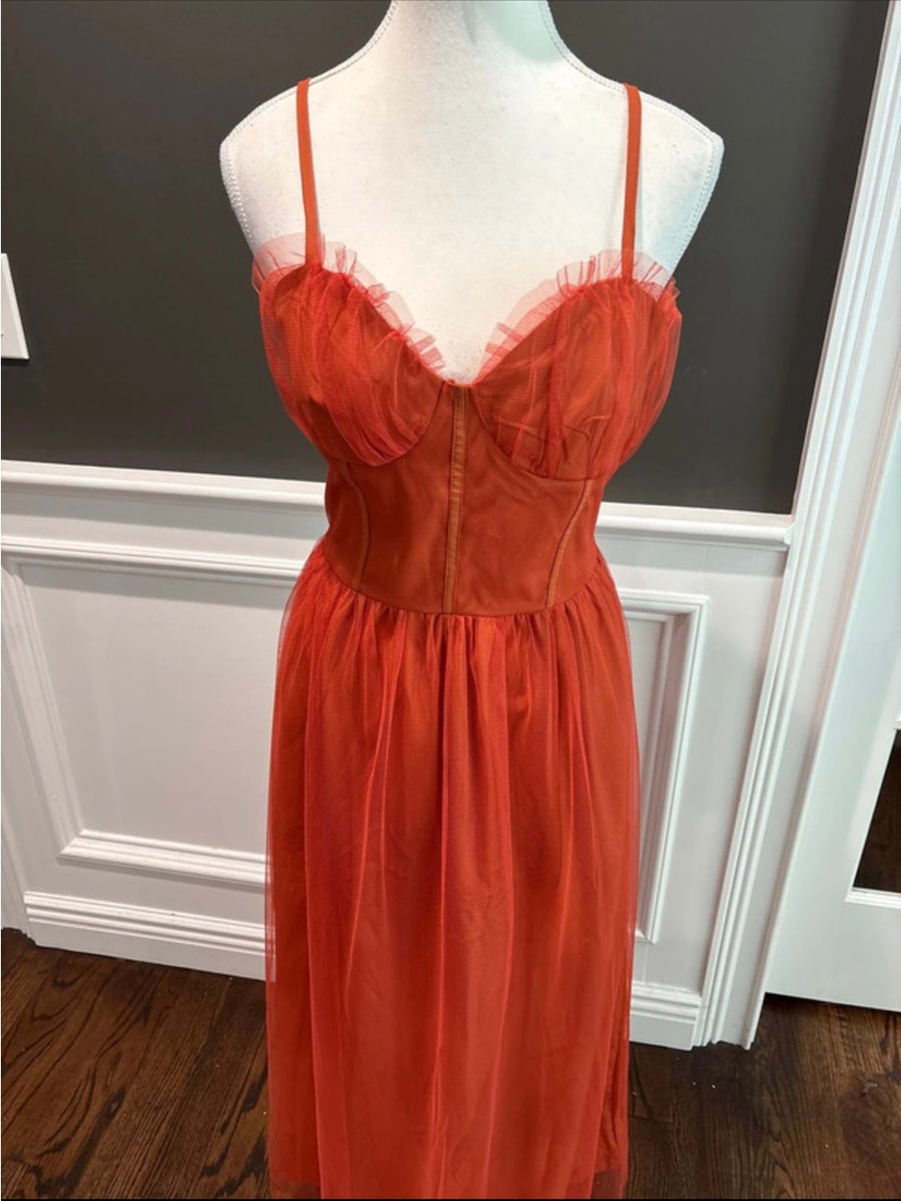 Terracotta/rust Fairycore Tulle Bustier Maxi Dress - Picture 12 of 12